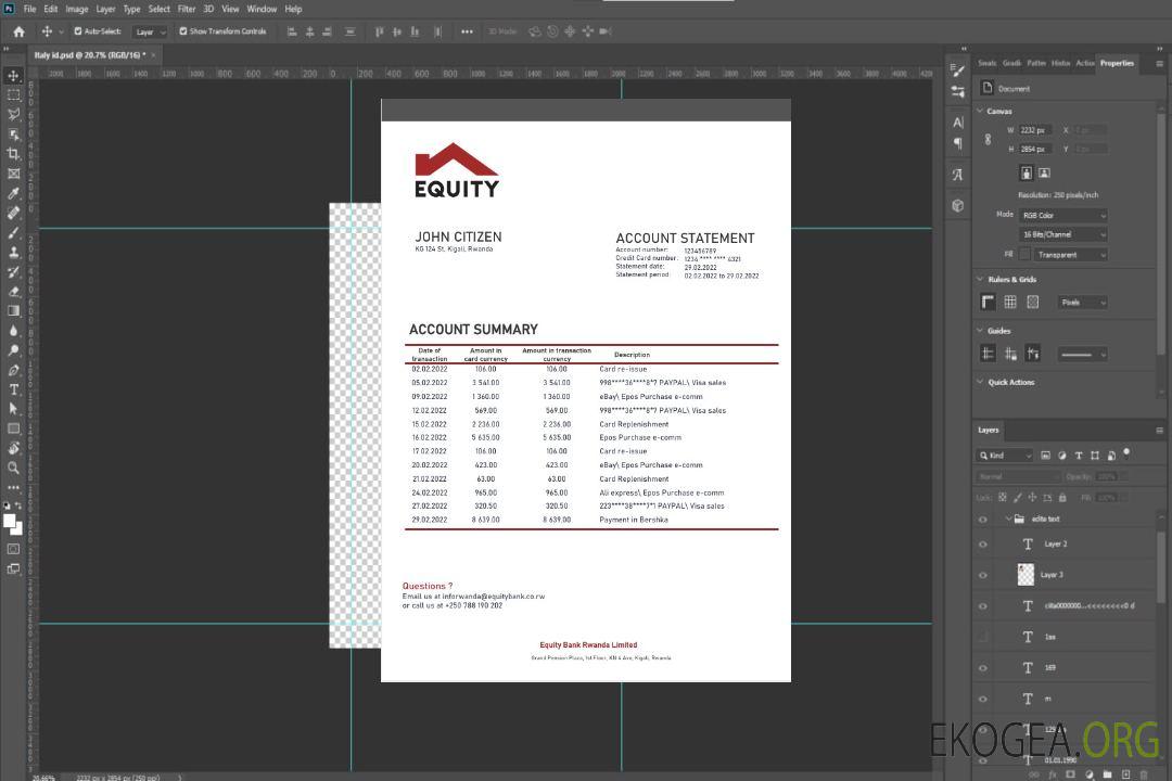Modèle de relevé de preuve d'adresse de la Rwanda Equity Bank au format Word et PDF template Modèle de relevé de preuve d'adresse de la Rwanda Equity Bank au format Word et PDF template